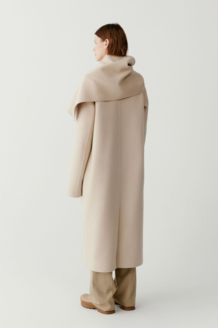 Manteau-écharpe en laine double face