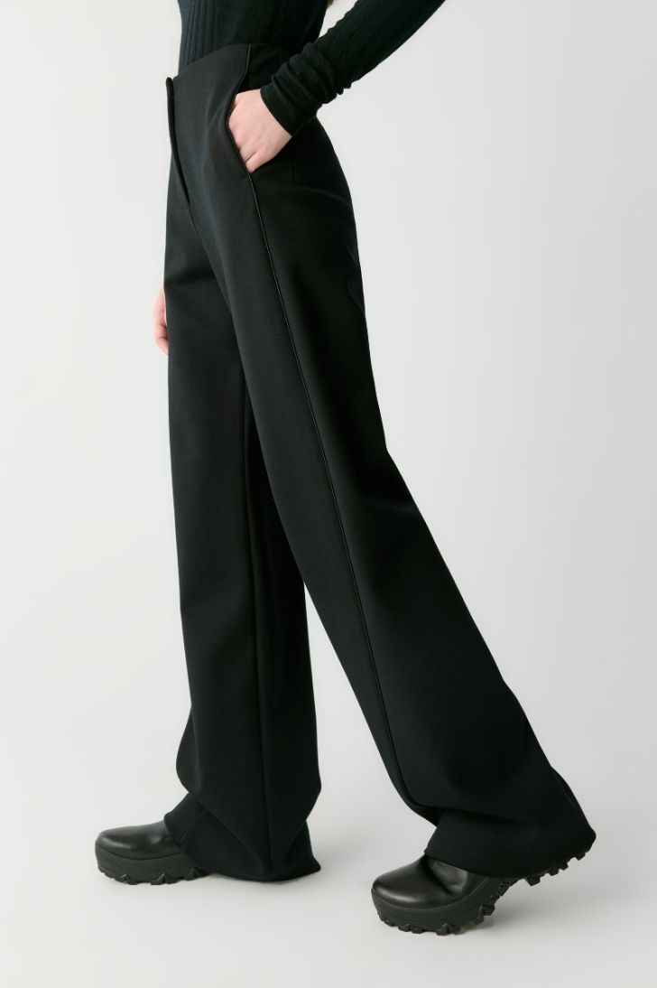 Wide leg wool trousers