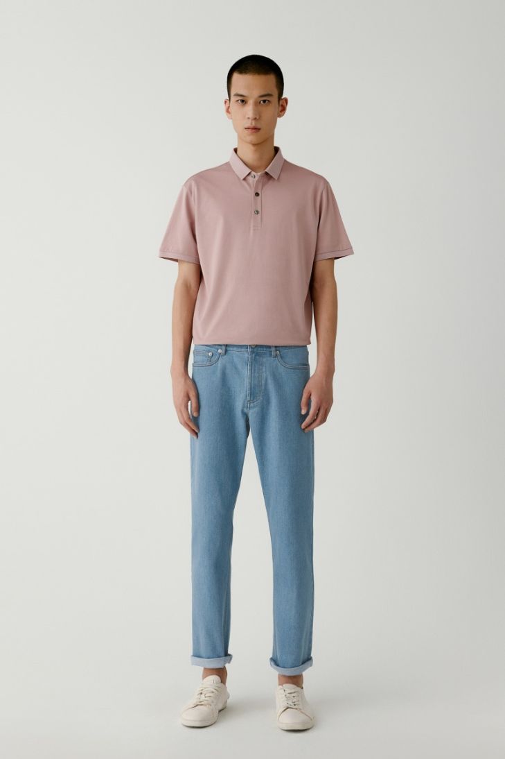 Straight-fit cotton piqué polo shirt