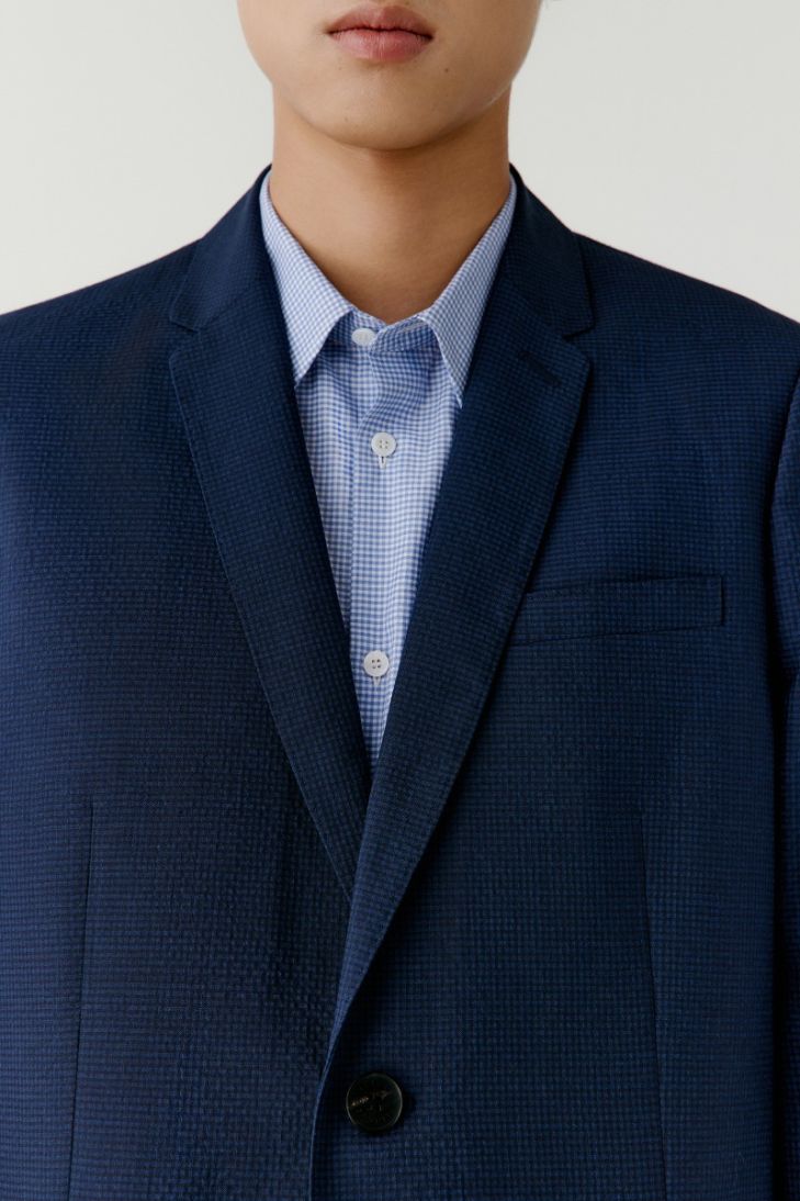 Slim-fit chequered blazer