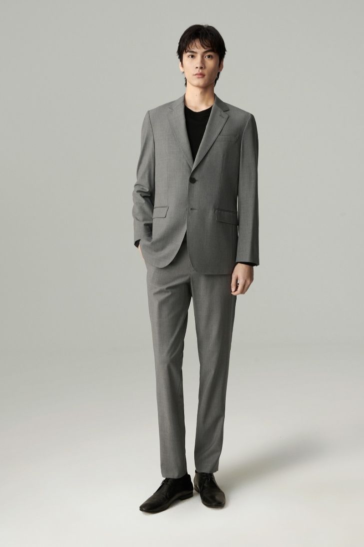 Worsted wool straight-fit blazer