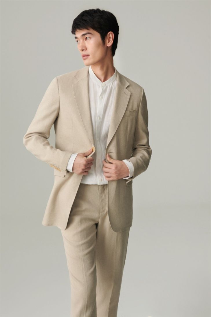 Straight-fit linen blazer