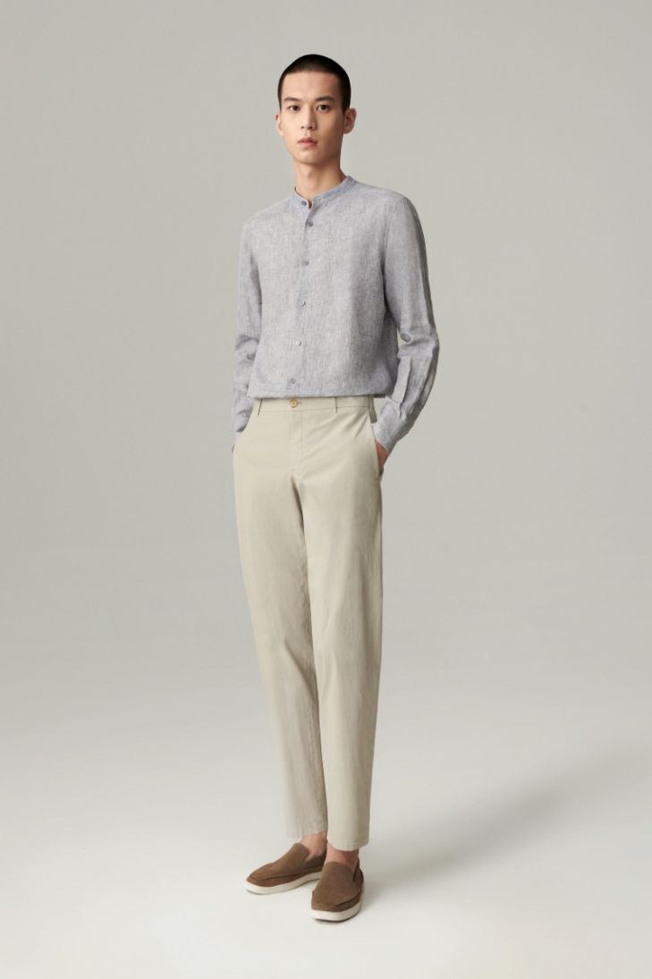 Cotton, linen and silk-blend tapered trousers