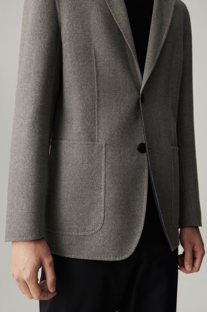Double face wool blazer with patch pockets