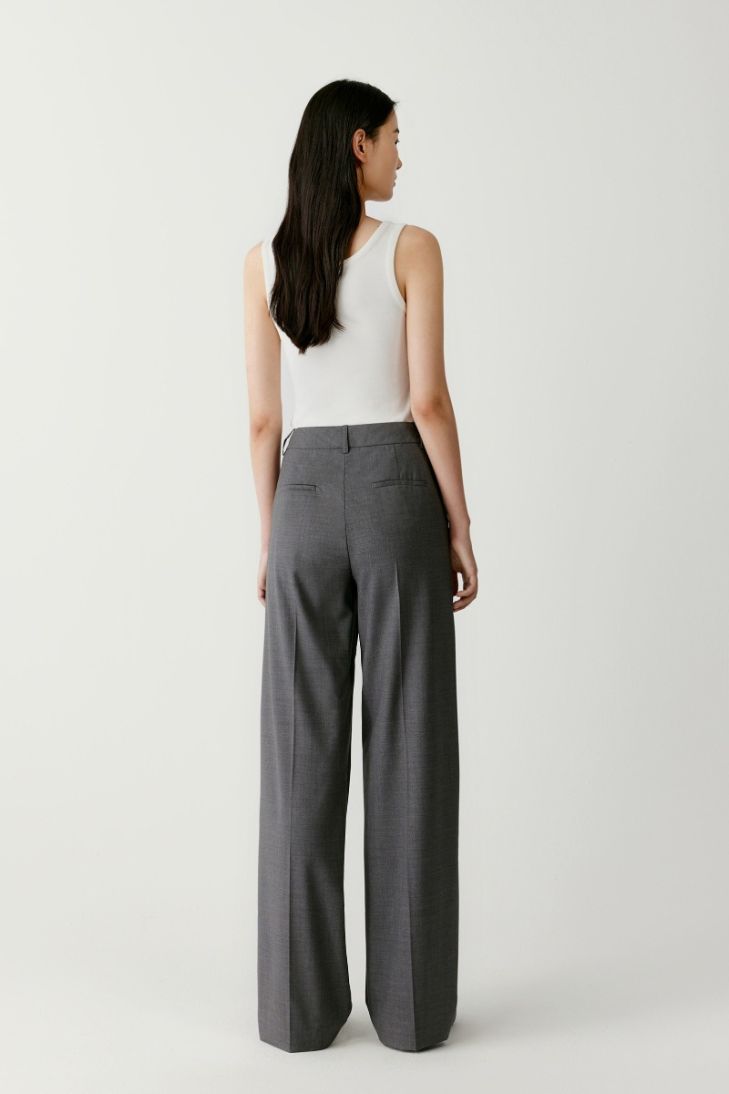 Pleated worsted wool trousers