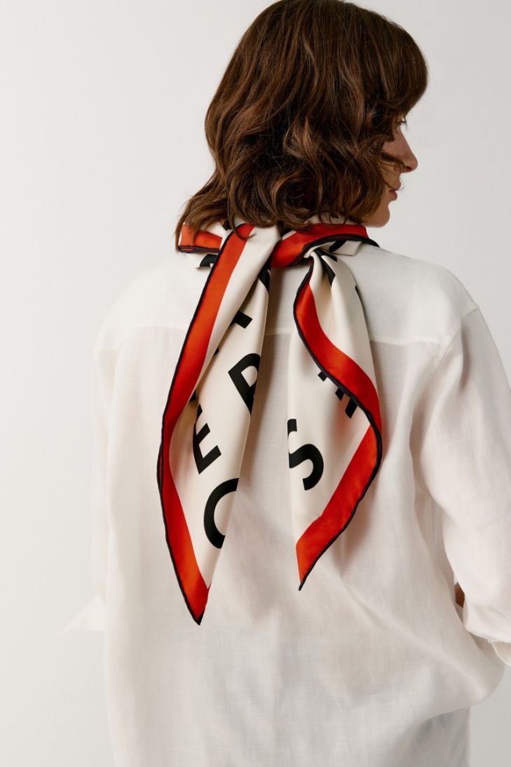 Alphabet print silk scarf