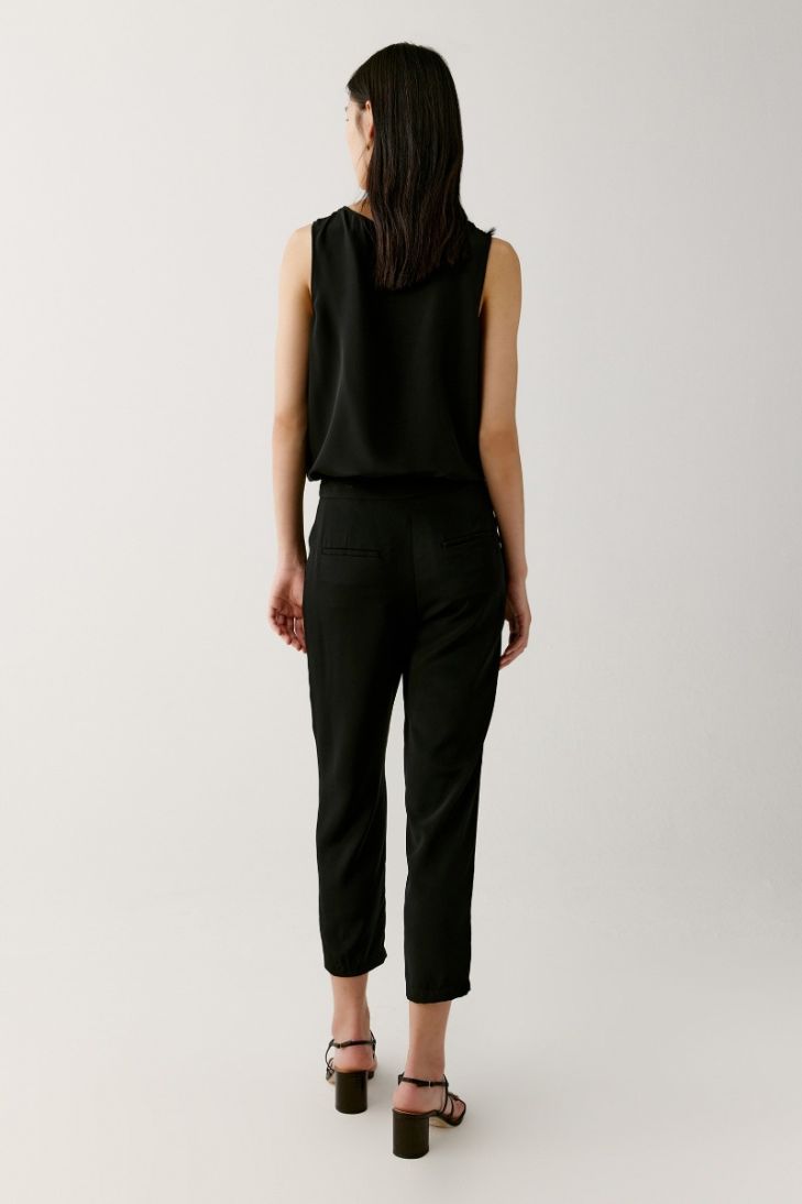 Silk crepe tapered trousers