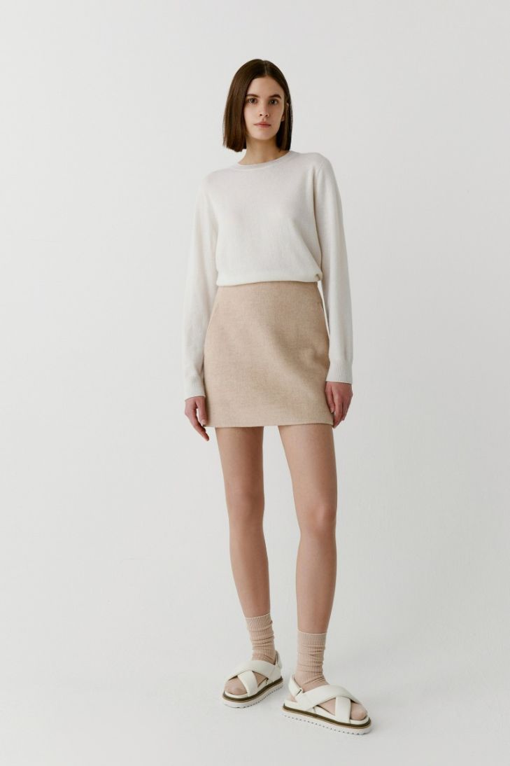 Wool and cashmere-blend mini skirt