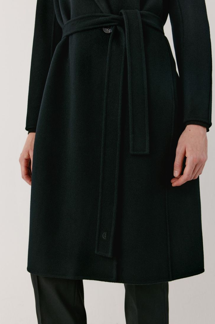 Belted merino wool coat