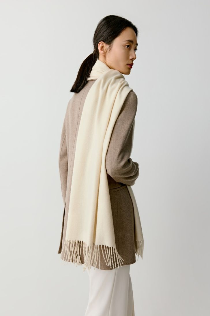 Fringe cashmere scarf