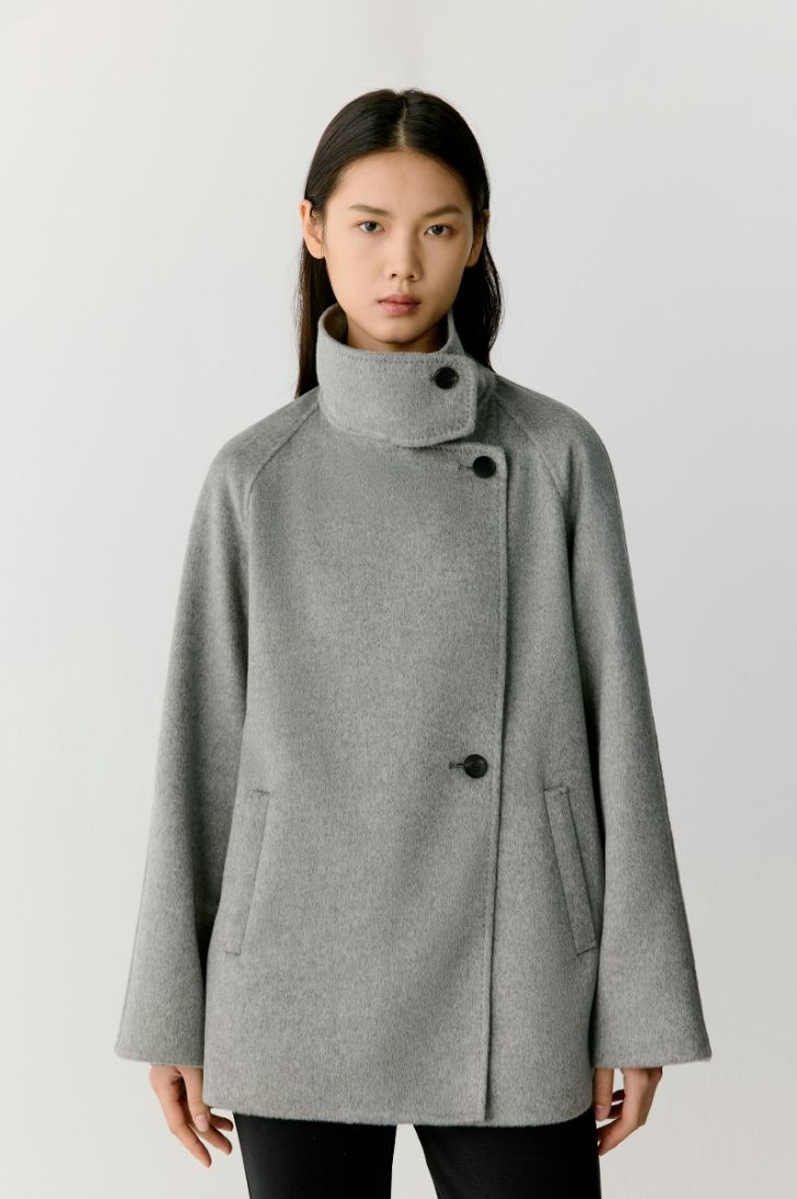 Short double face cashmere coat