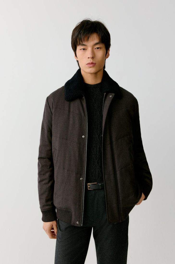 Padded wool aviator jacket