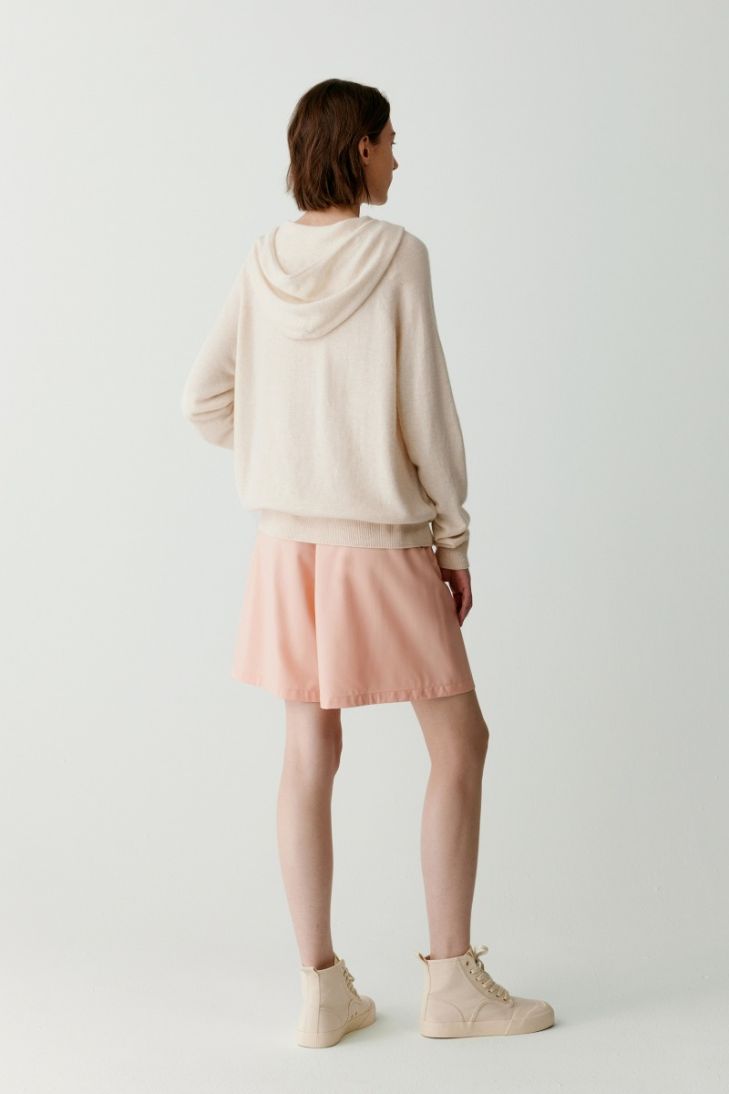Hooded cashmere cardigan