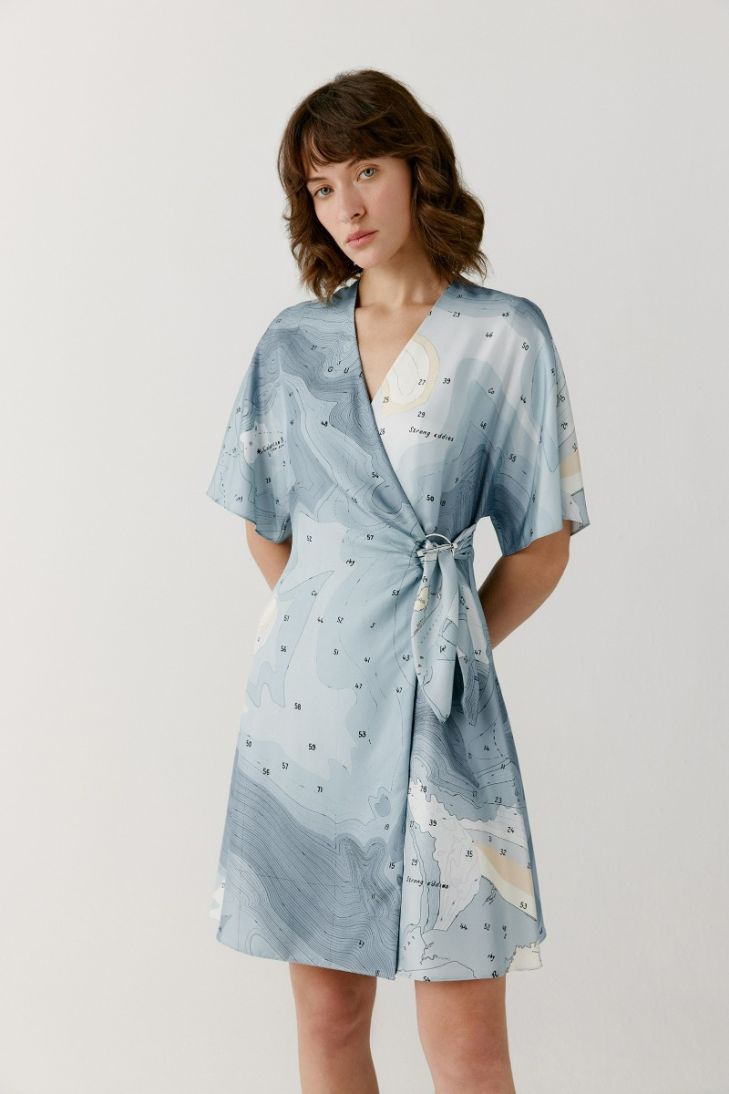 Printed silk wrap dress