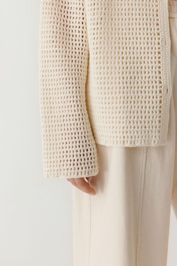 Open-knit wool cardigan