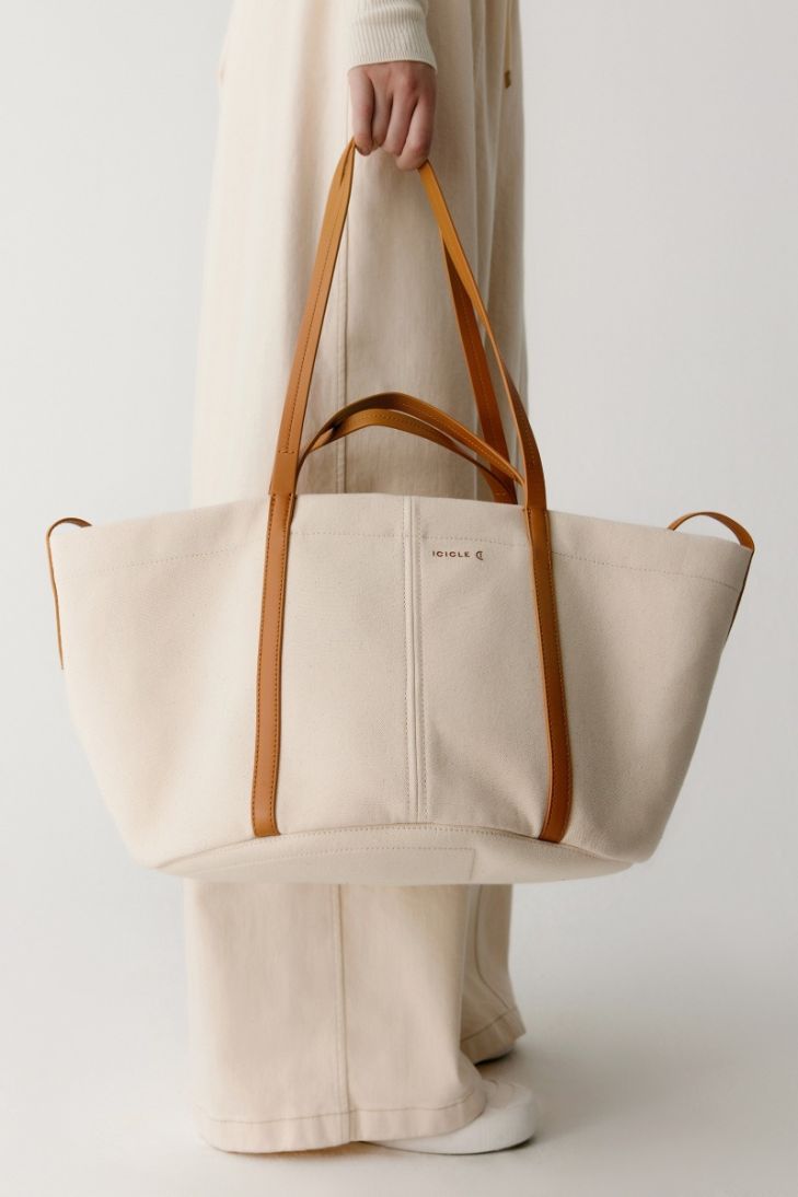 Canvas and leather tote bag