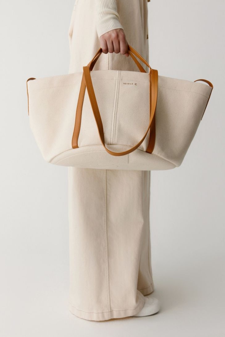 Canvas and leather tote bag