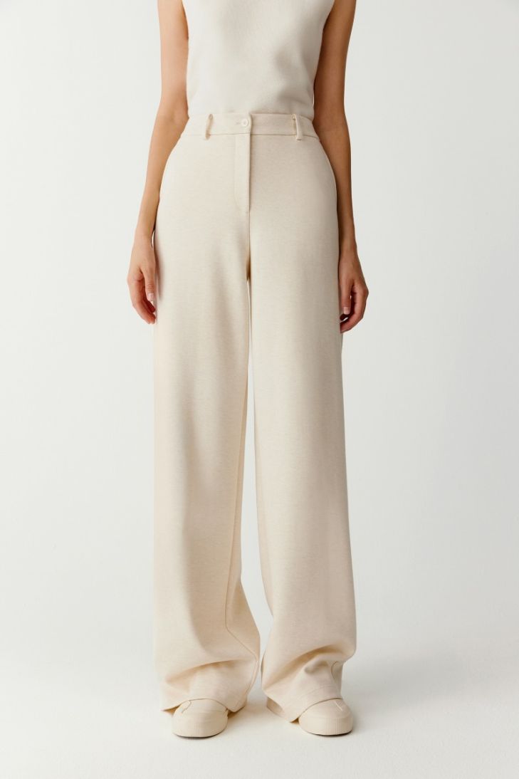 Straight leg cotton-blend trousers