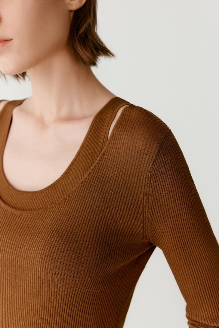 Cotton and silk jumper with built-in tank top