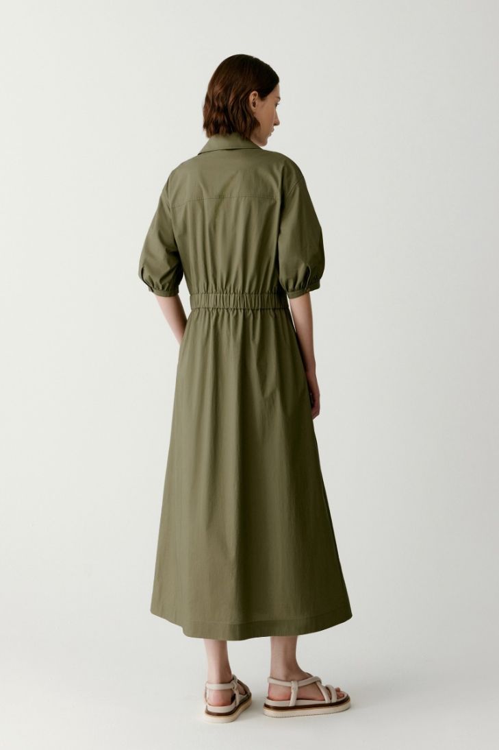 Cotton wrap dress with three-quarter sleeves