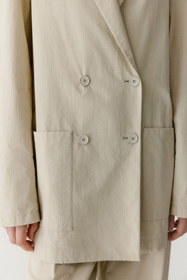 Double-breasted cotton seersucker jacket