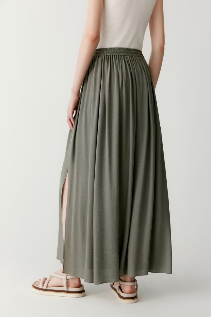Long silk skirt with elasticated waist