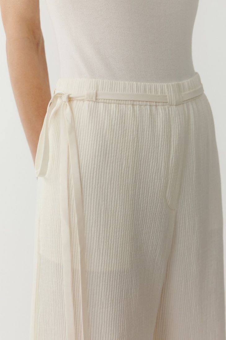 Pantalon en coton plissé à taille élastique