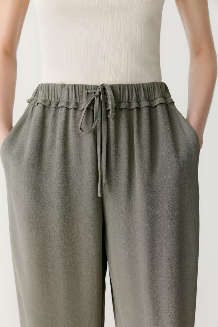 Silk trousers with elasticated waist