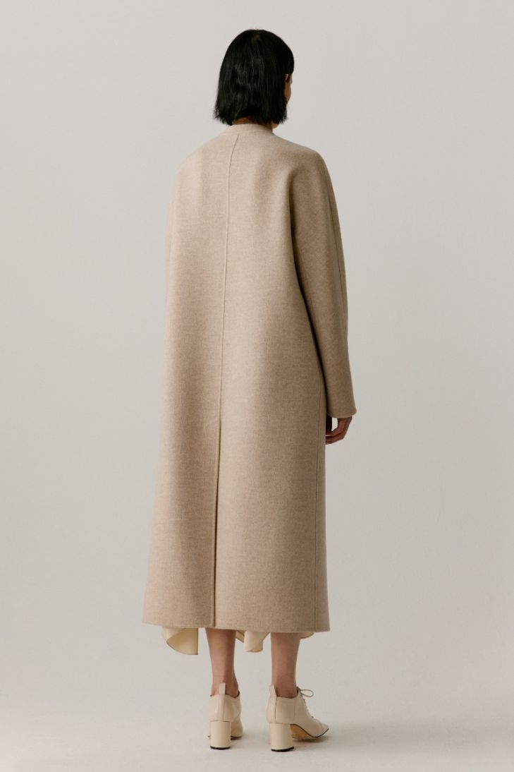 Manteau double face non teint en laine, laine de chameau et cachemire 