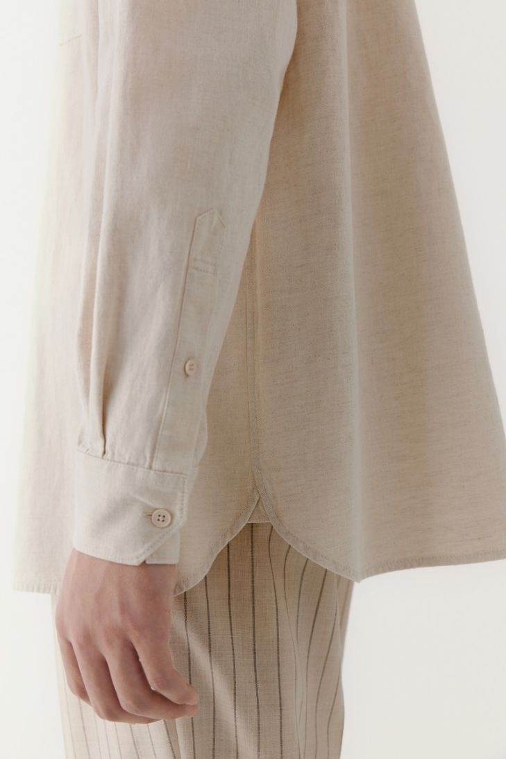 Straight fit cotton and linen shirt