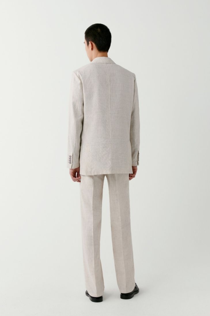 Loose fit linen and cotton trousers
