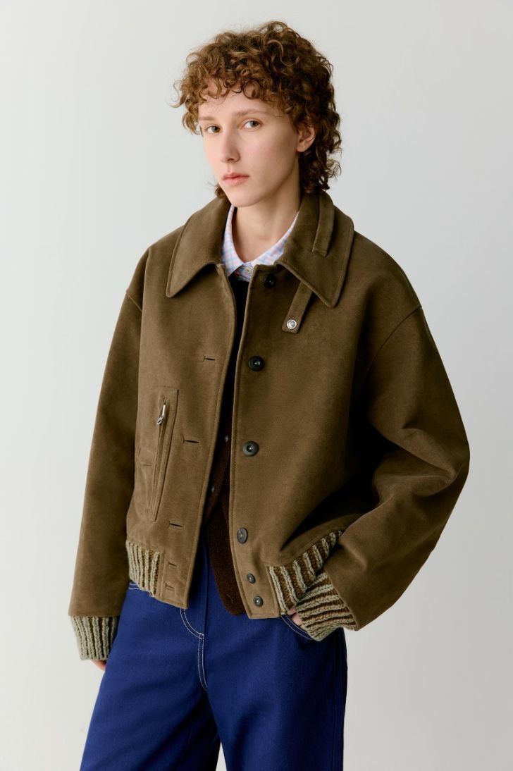 Cropped cotton moleskin jacket