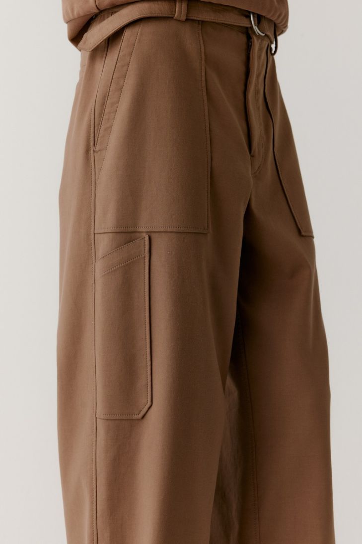 Loose-fit belted cotton trousers