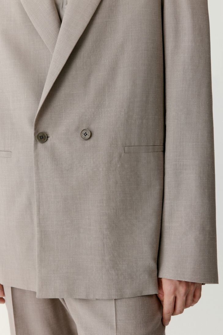 Double-breasted wool, silk and linen blazer