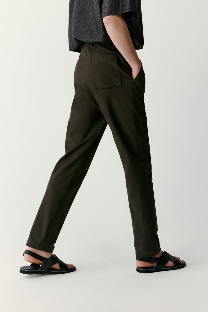 Tapered stretch cotton trousers