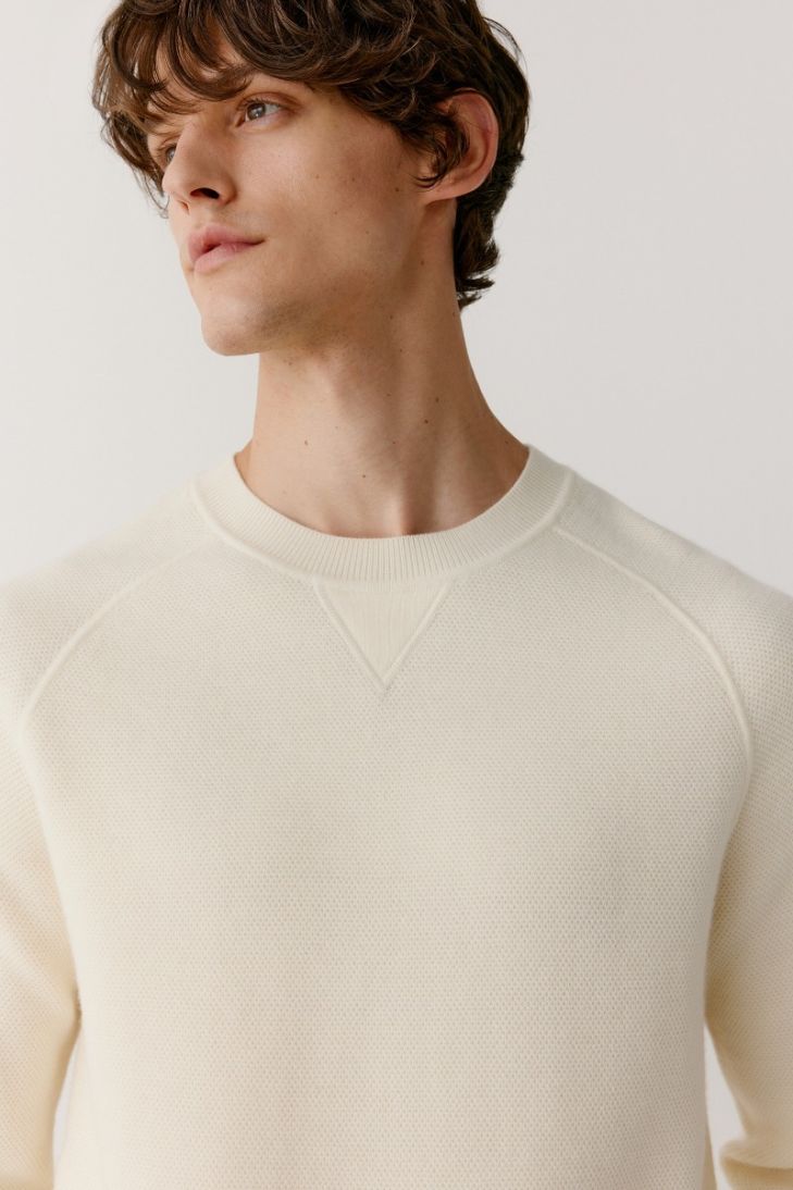 Textured wool crewneck sweater