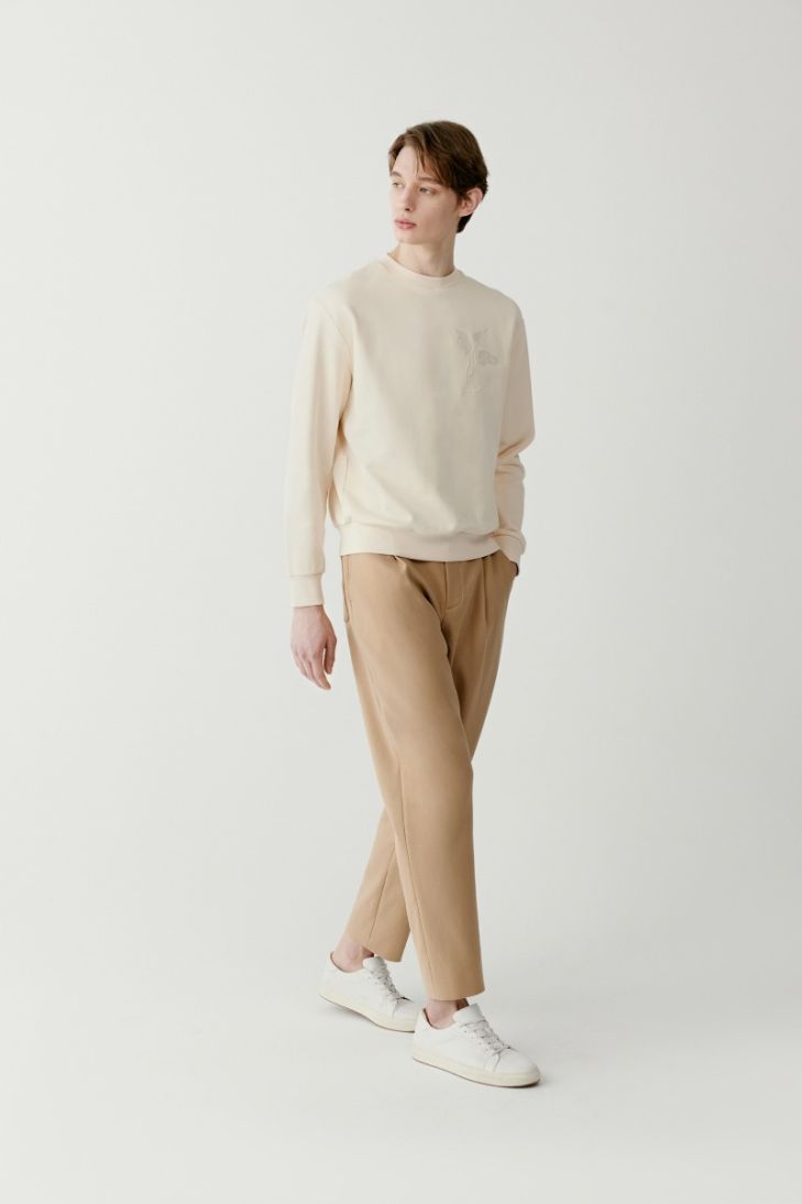 Pleated double face cotton chinos