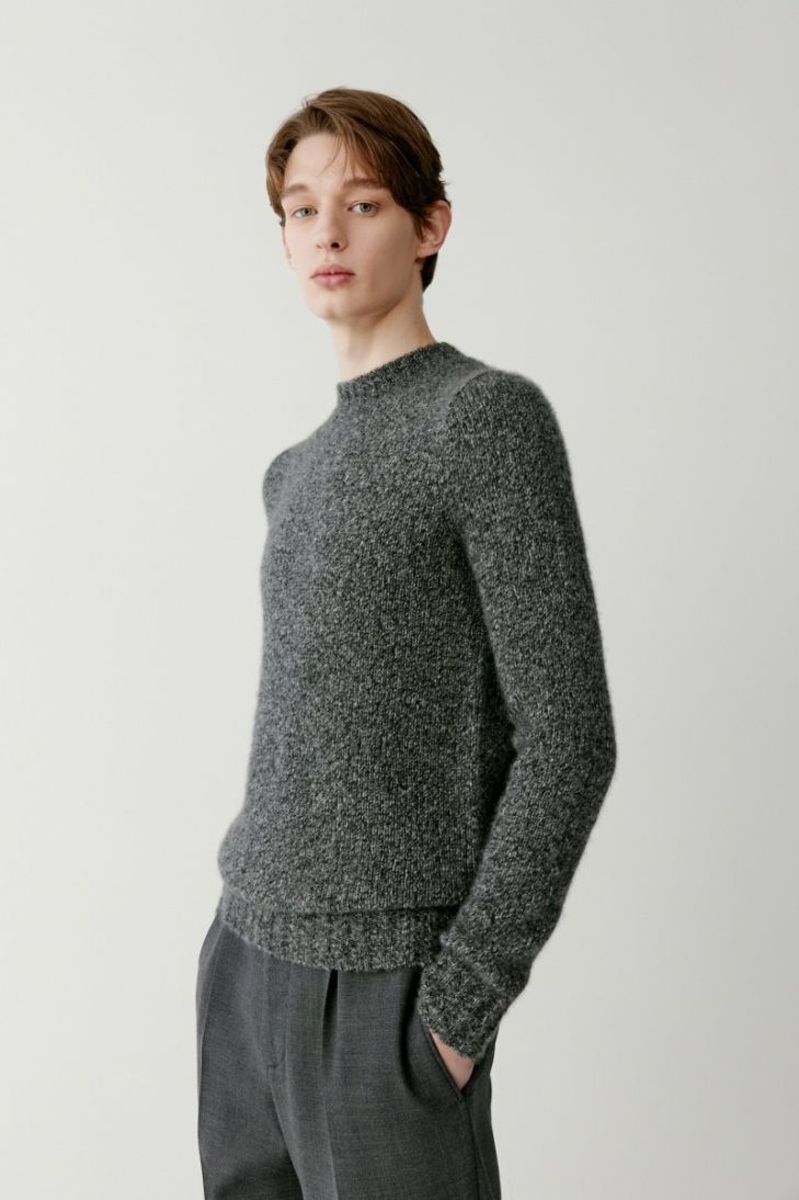 Stand collar cashmere and silk jumper