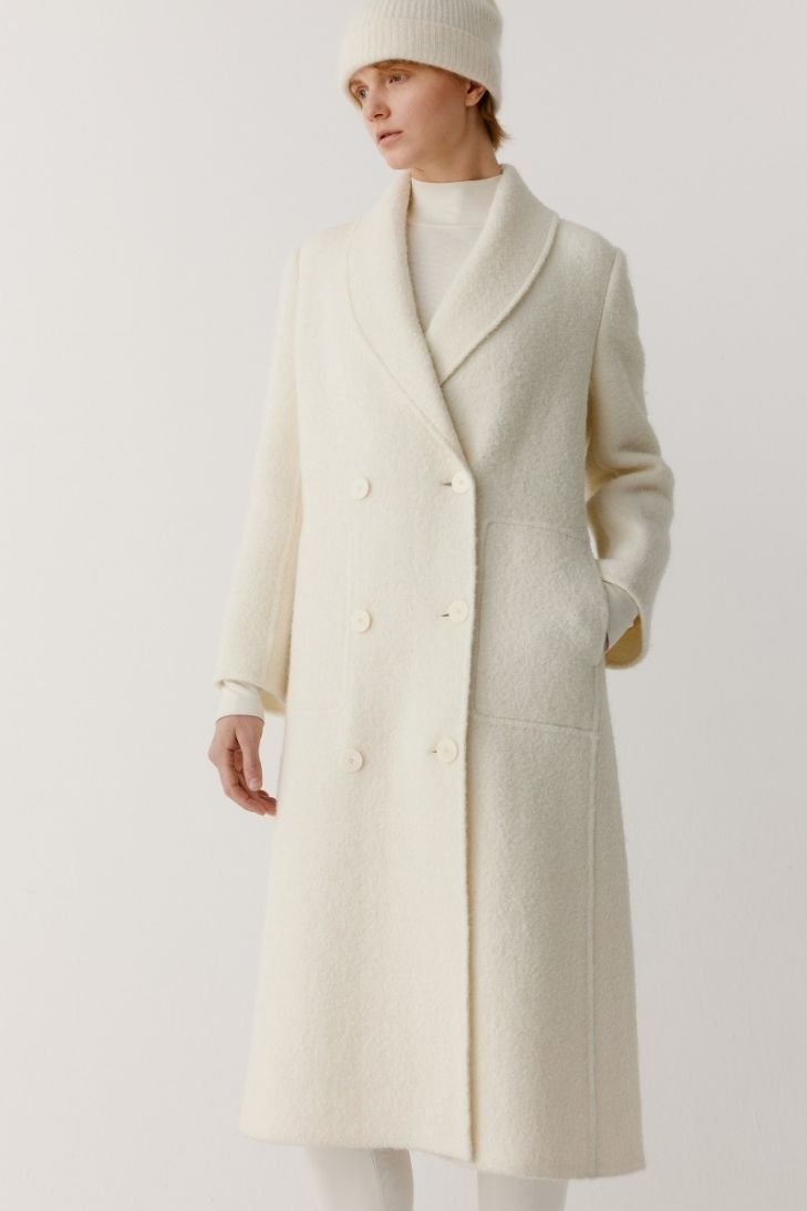 Double-breasted alpaca coat
