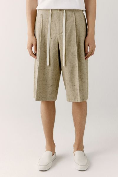 Loose-fit hemp and silk blend shorts 