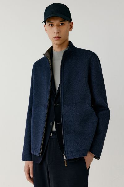 Double-faced wool straight-fit jacket