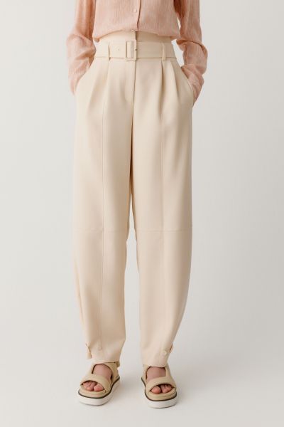 Straight-leg belted wool trousers