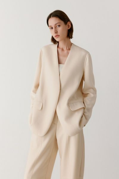 Straight-fit wool twill blazer