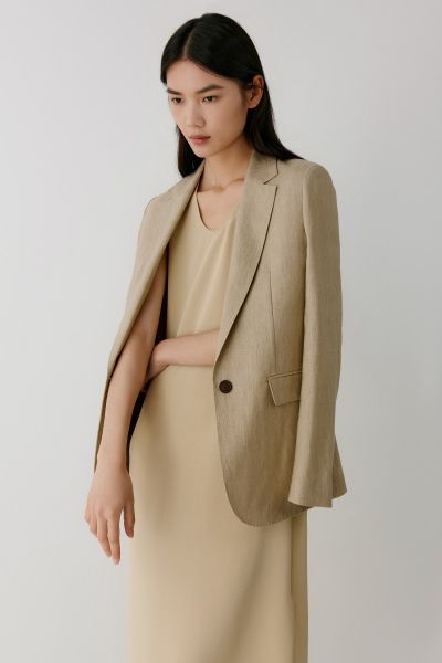 Straight-fit linen blazer