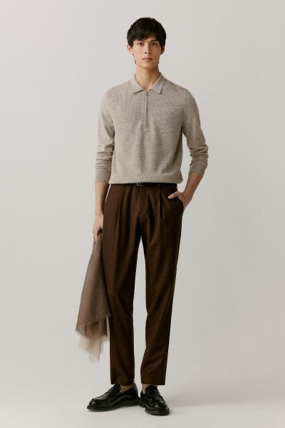 Beige Worsted Wool Pullover