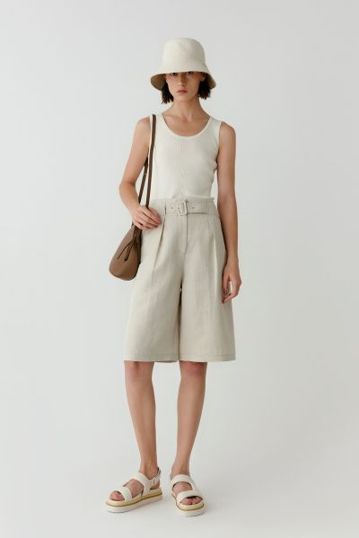 Linen and silk-blend bermuda shorts