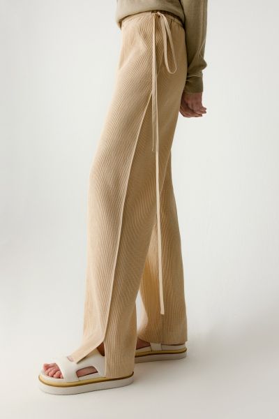 Pantalon droit en jacquard de coton plissé