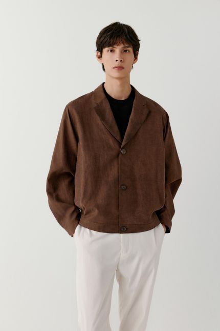 Cropped gambiered Canton gauze jacket