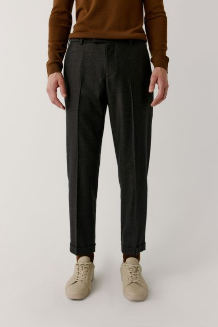 Tapered flannel wool pants