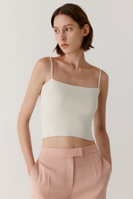Cropped silk and cashmere-blend camisole